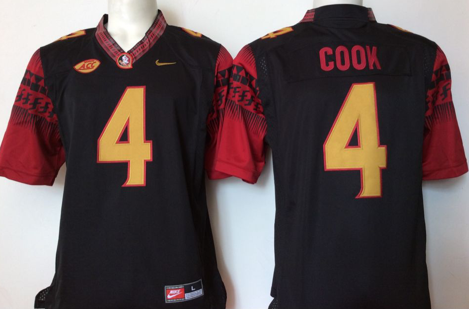 NCAA Men Florida State Seminoles Black #4 cook->ncaa teams->NCAA Jersey